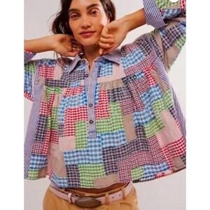 Free People NWT Patched Quilted Babydoll top- $450 retail